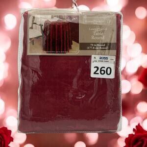 NOS Home Trends Table Cloth 70" Round Inch Spice Red Laney Damask
